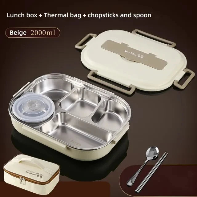304 Stainless Steel Compartment Lunch Box – 1L to 2L