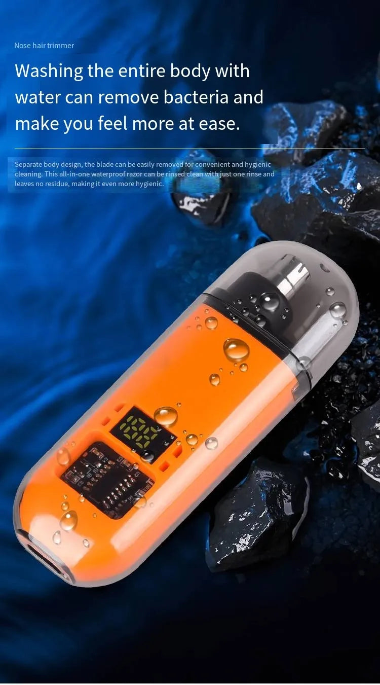 Clean. Precise. Painless. — Portable Rechargeable Nose & Ear Hair Trimmer | Mini Compact Design, Safe Blade, Men’s Grooming
