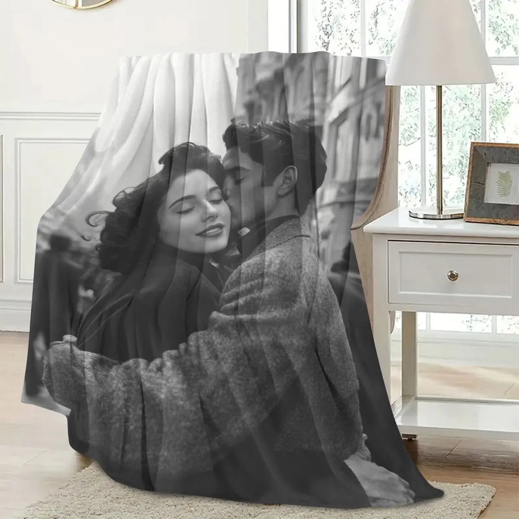 Custom Personalized Photo Blanket – Soft Warm Flannel with Your Photo, Sofa, Bed, Office & Travel Gift
