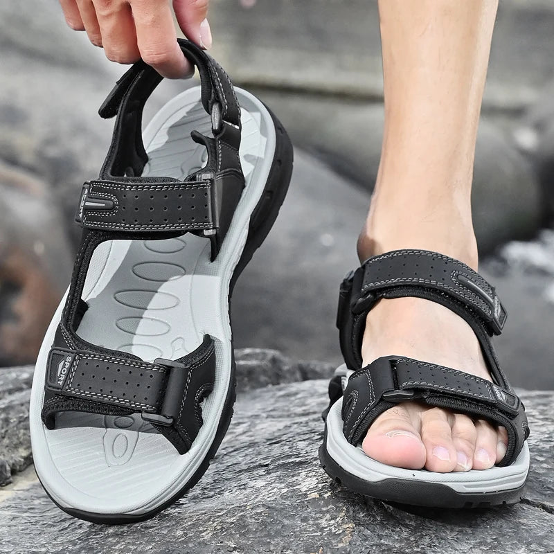 Men's Casual Leather Beach Sandals – Lightweight Gladiator Style