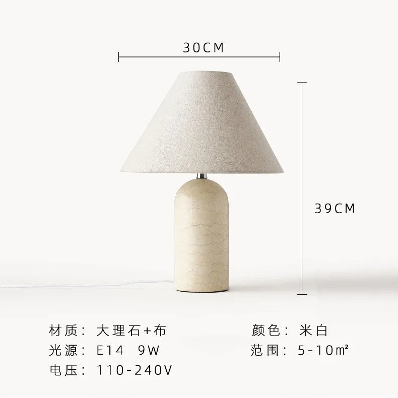 Marble Base Lamp – Tapered Fabric Shade