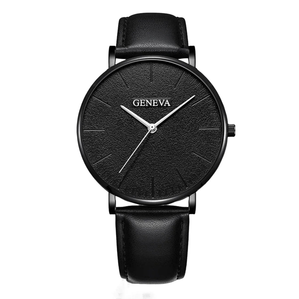 Men's Fashion Leather Quartz Watch & Bracelet Gift Set | Business Brown Wristwatch