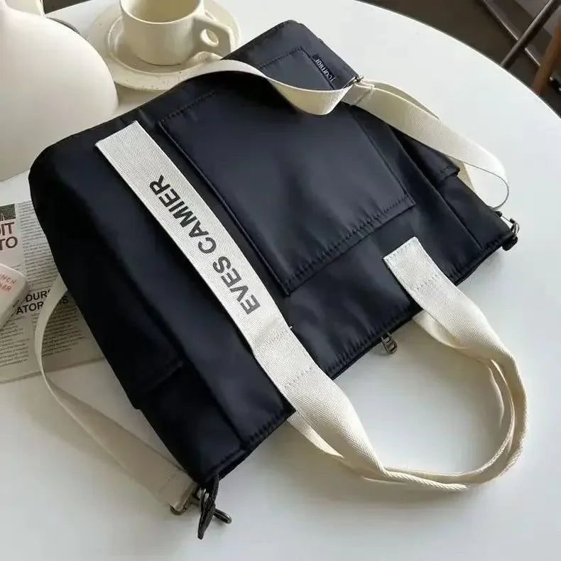 Large Capacity Nylon Canvas Tote Bag – Waterproof Shoulder Bag & Messenger for School & Daily Use