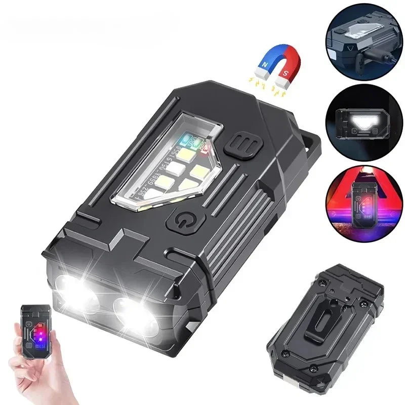 Mini USB Rechargeable LED Flashlight – COB Side Light, Magnetic Tail & Emergency Camping Lantern