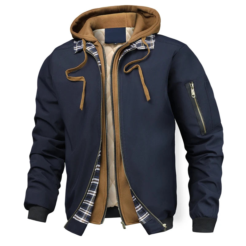 Men's Hooded Windbreaker Jacket – Zip-Front Casual Layer