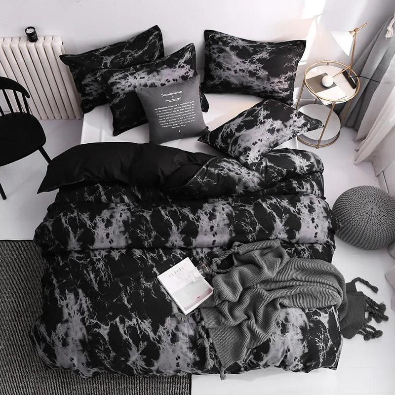Black & White Duvet Cover Set – 200TC 3-Piece Bedding with 2 Pillowcases, 10 Sizes