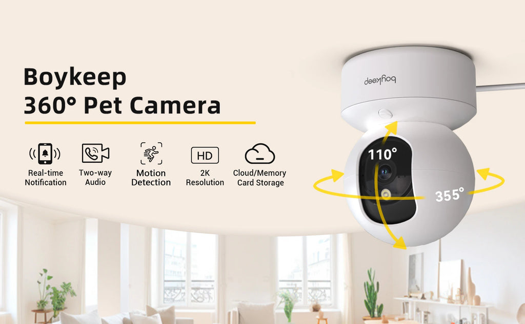 2K Pet & Baby Camera – 5G/2.4GHz WiFi, 360° Pan & Tilt, Color Night Vision, 2-Way Audio, Indoor Security