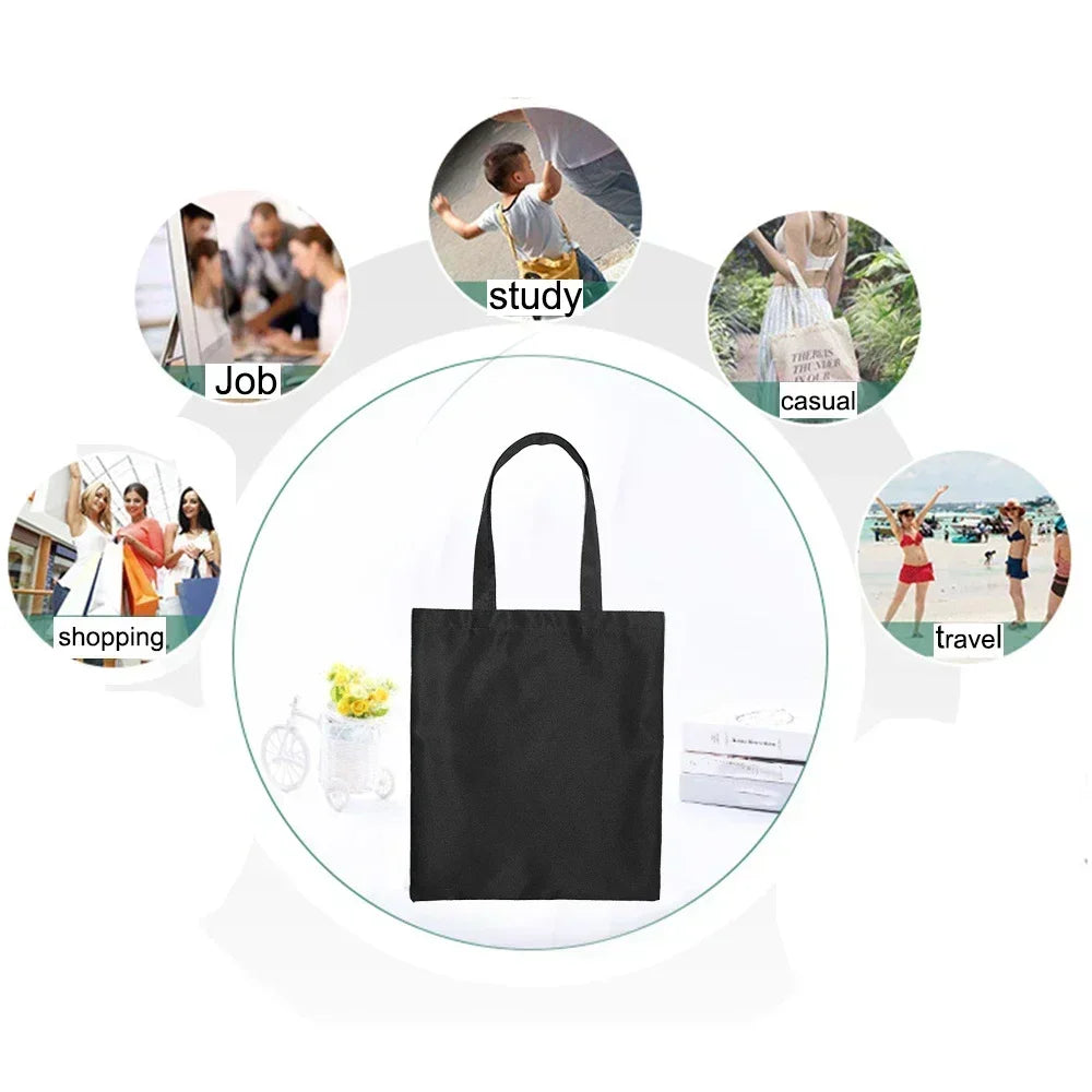 Large Capacity Canvas Shoulder Bag – Harajuku Watercolor Heart Print Shopper Tote