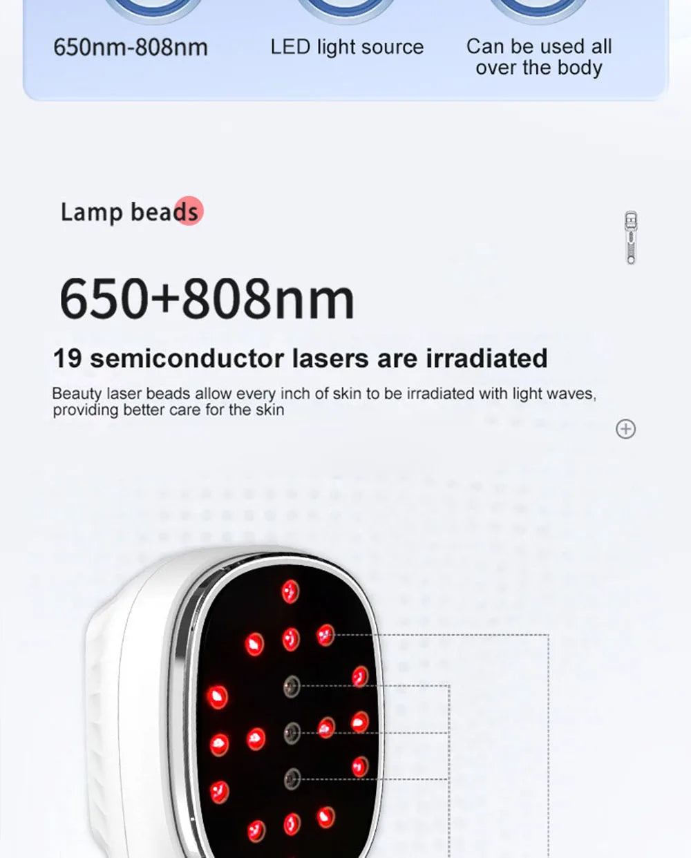 Handheld Red Light & Infrared Therapy Device – 650nm + 808nm Face & Body Skin Rejuvenation