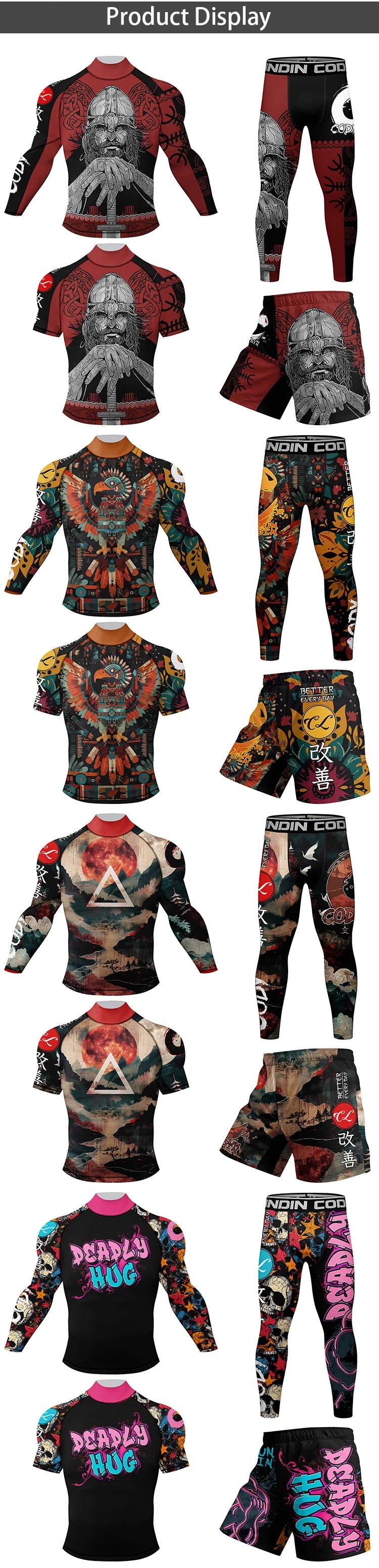 Men's MMA Rash Guard 4-Piece Fight Set – Sublimation Print Grappling Suit