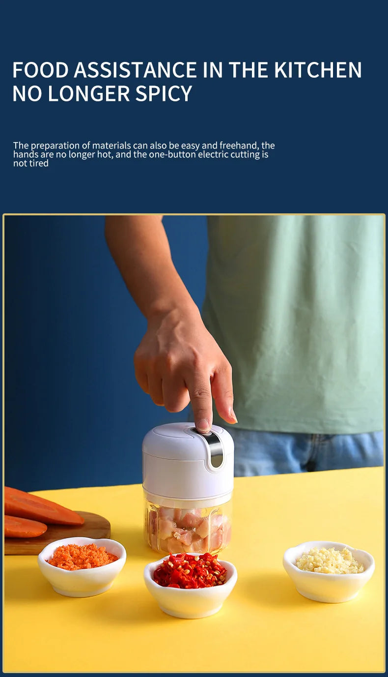 Electric Garlic Masher & Portable Chopper — USB Charging Mini Meat Grinder & Vegetable Chopper