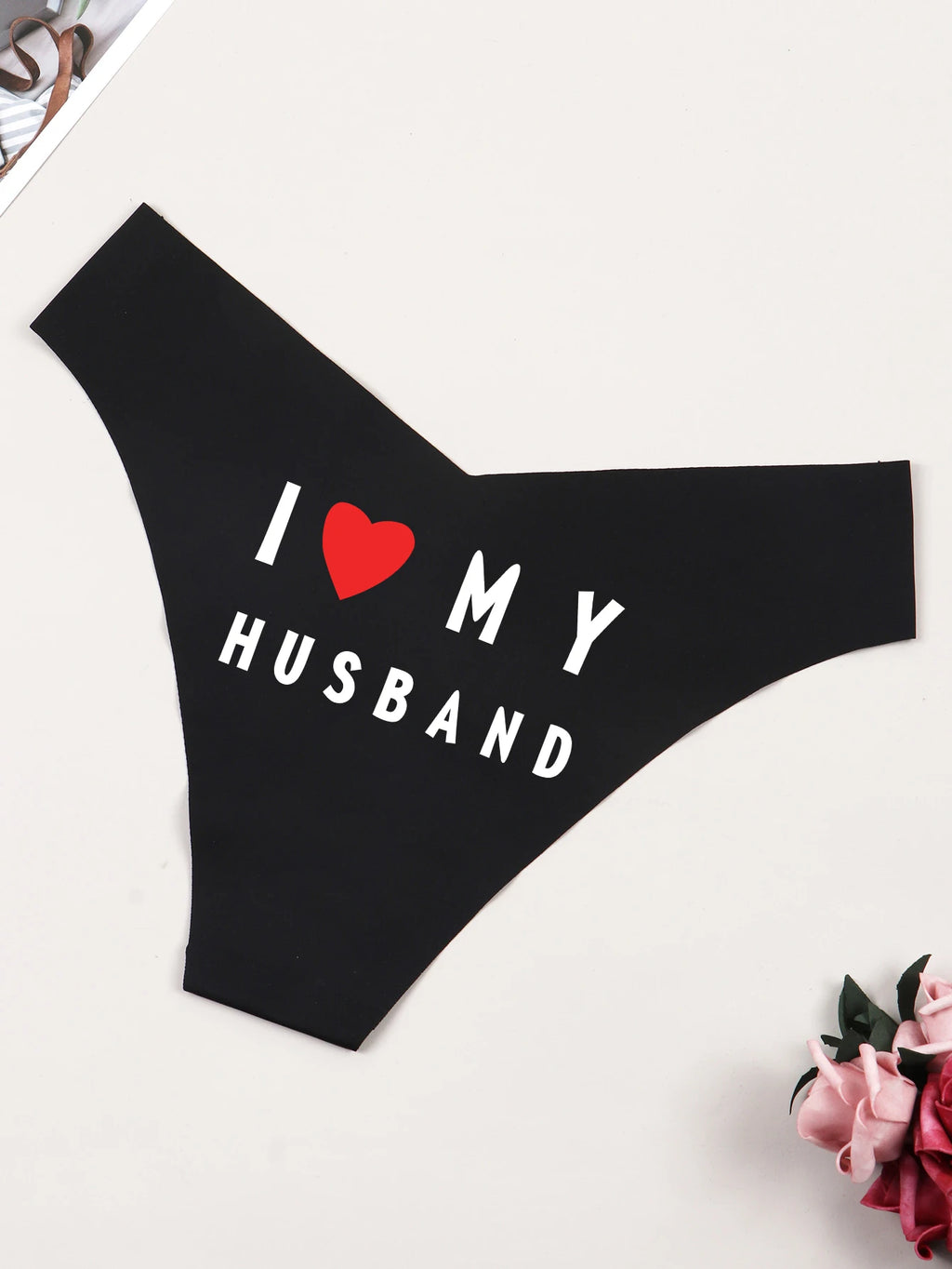 Women's Cheeky Bikini Panties | Seamless Briefs with 'I Love My Husband' Print Thong Gift