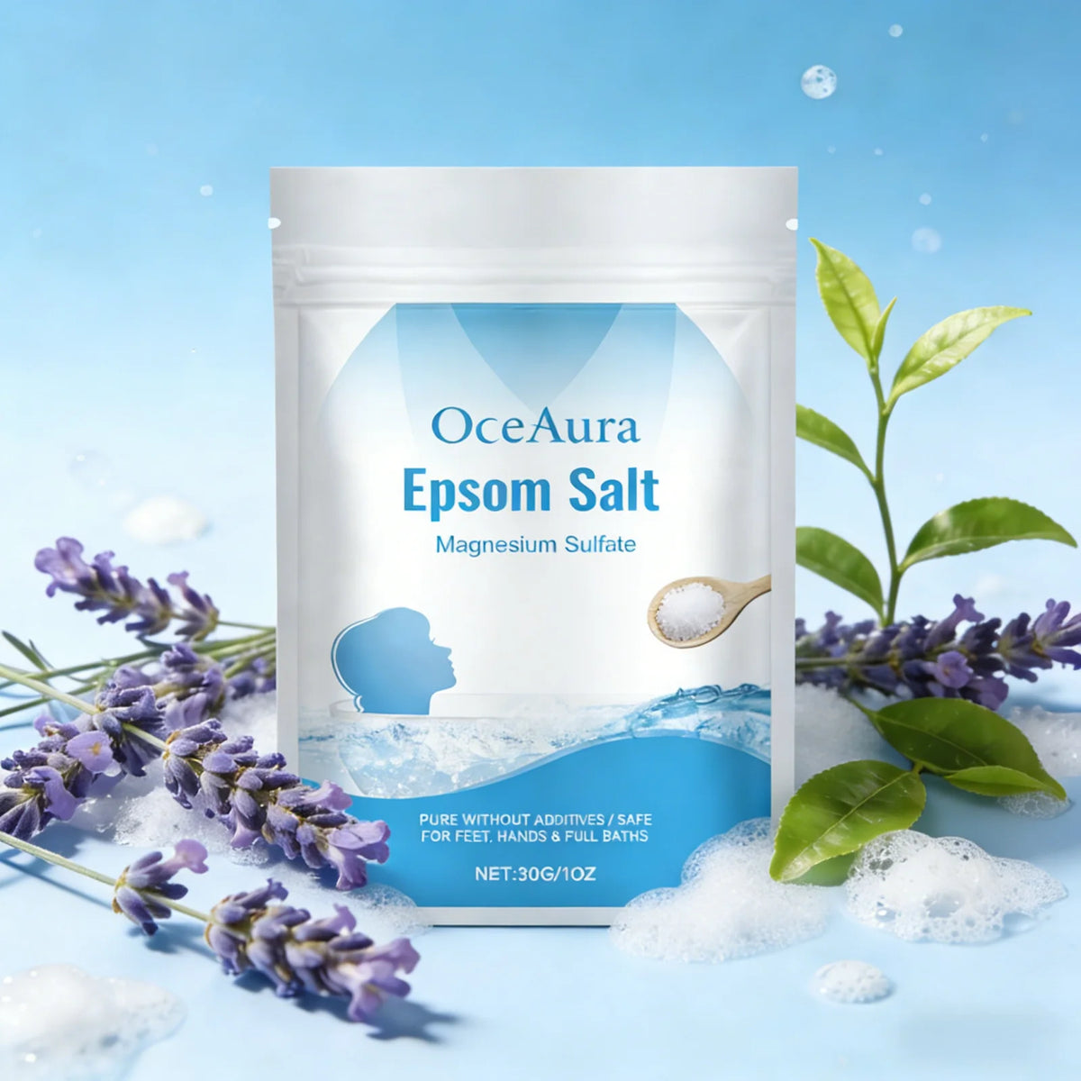 OceAura Epsom Salt Bath Soak – Stress Relief, Deep Cleansing & Moisturizing