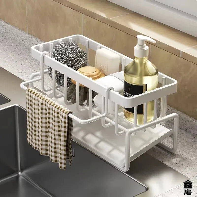 More Counter Space. Zero Drilling. — Tap-Mounted Sink Organizer & Spice Shelf | Drainage Rack, No-Punch Install, Space-Saving Kitchen Storage
