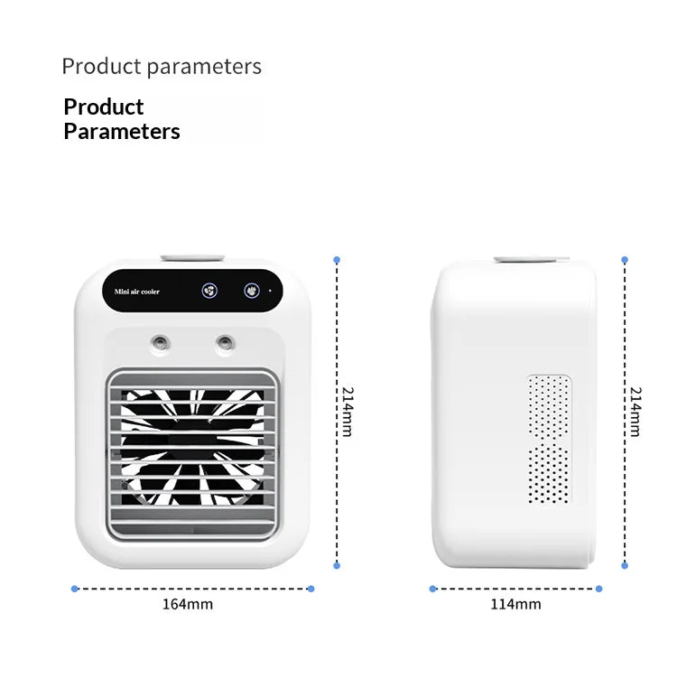Portable Spray Air Cooler — Desktop Evaporative Humidifier Fan & Mobile Air Conditioner for Home & Dorm