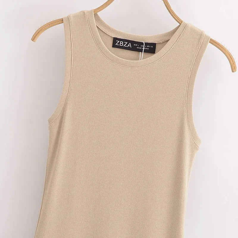 Sleeveless Elegant Maxi Dress — Vintage Casual Party Dress in Black & Khaki