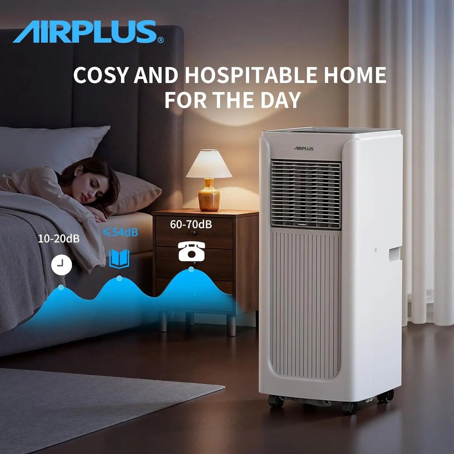 AIRPLUS Portable Air Conditioner — 550 Sq Ft AC Unit with Dehumidifier, Remote, Sleep Mode & Quiet Cooling