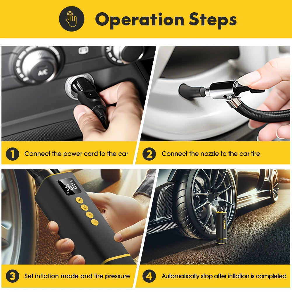 12V Digital Tire Inflator with Auto Shutoff, 150 PSI