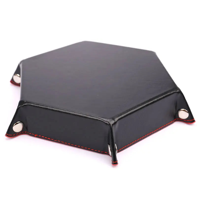 Foldable PU Leather Dice Tray – Hexagon & Square Folding Coin Tray for Dice Games