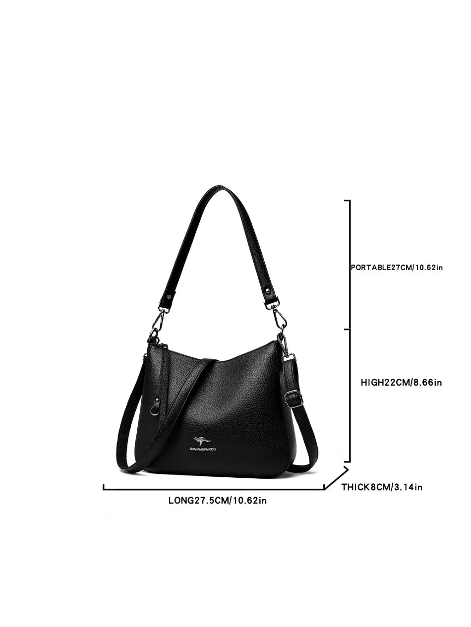 VANDERWAH Genuine Cow Leather Letter Sequin Crossbody Tote – Luxury Designer Shoulder Bag for Women