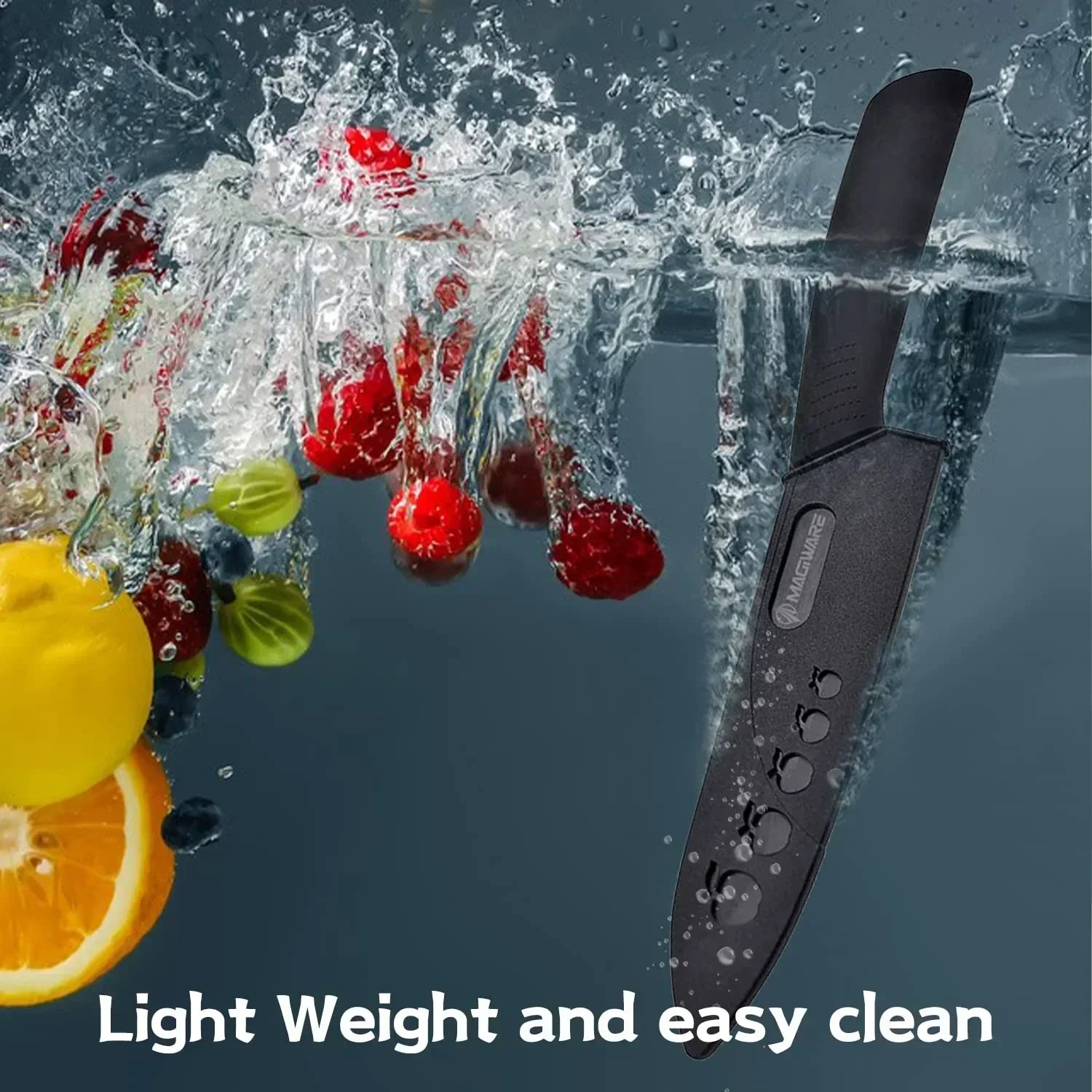 Ceramic Kitchen Knife with Protective Cover – Ultra-Sharp Chef, Fruit & Cleaver Knife with Non-Slip Handle