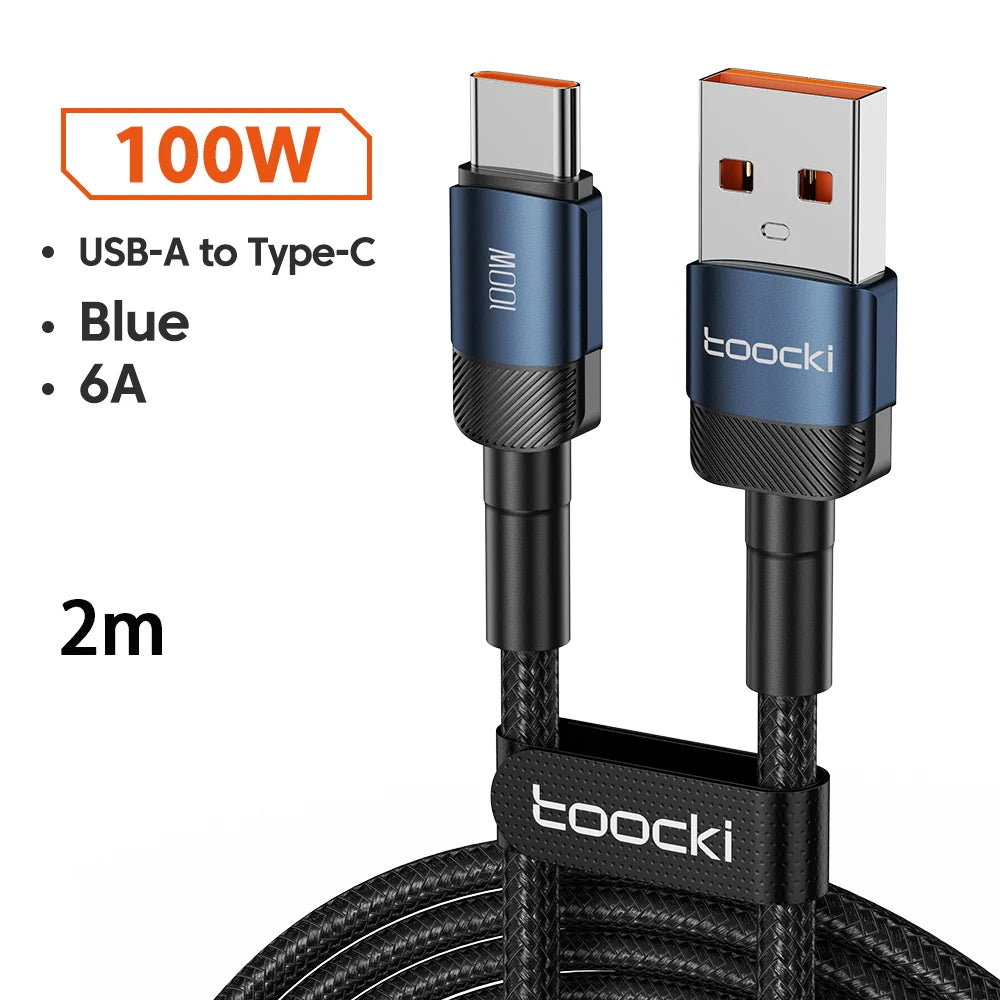 6A Speed. Braided Strength. Every Length. — Toocki USB-A to USB-C 6A 100W Fast Charging Cable | 0.25m to 3m, Huawei, Xiaomi, Samsung, OnePlus, 4 Colors