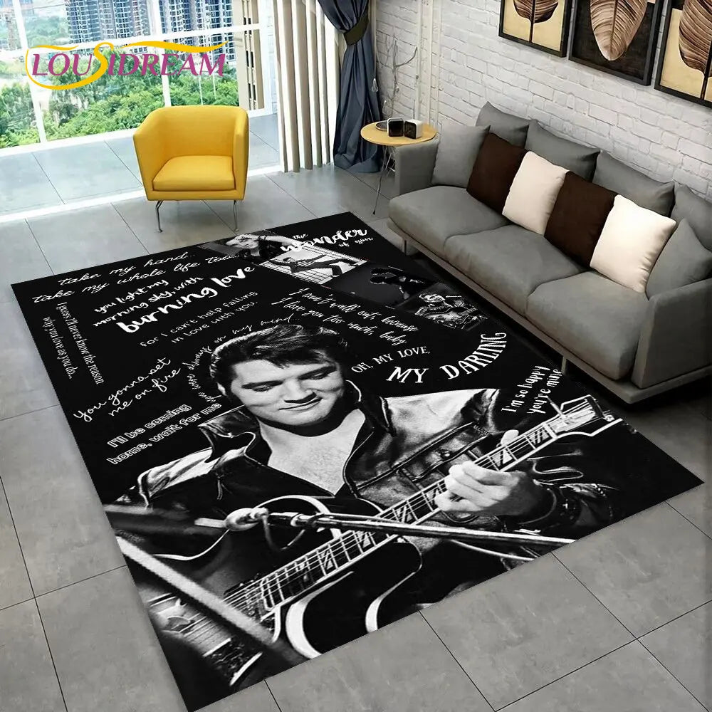 Elvis Presley Retro Area Rug – 3D Non-Slip Floor Mat for Living Room, Bedroom & Doormat, 27 Designs & 9 Sizes