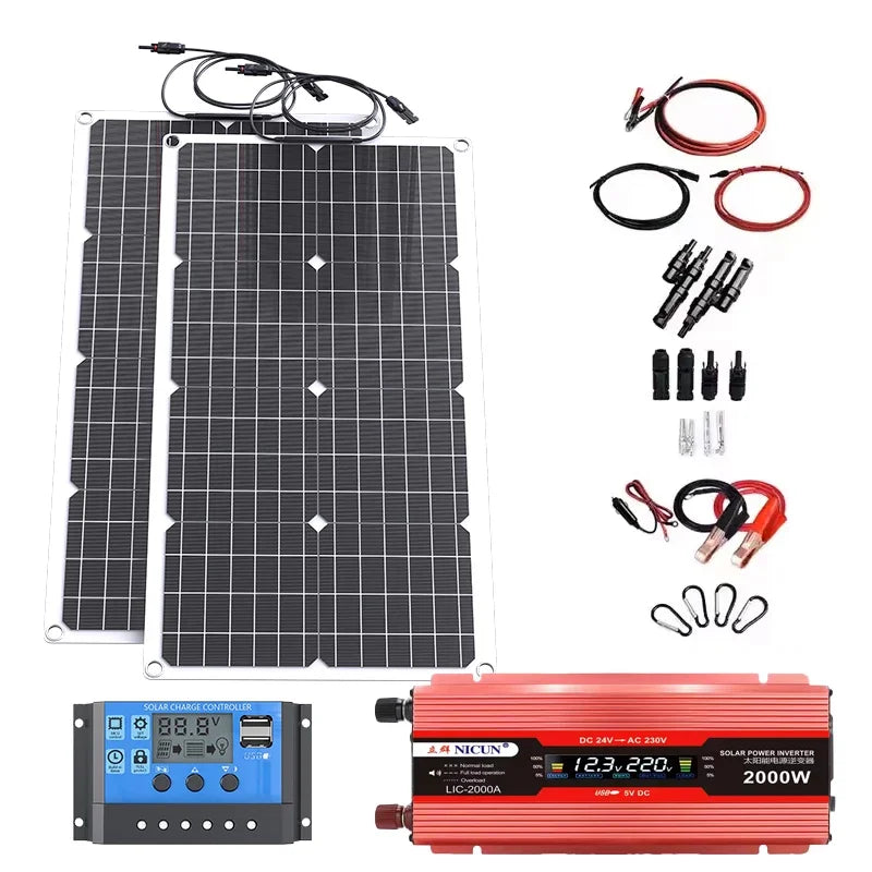 2000W Off-Grid Solar Complete Kit – 100A MPPT Controller, 110V/220V Inverter & LiFePO4 Battery