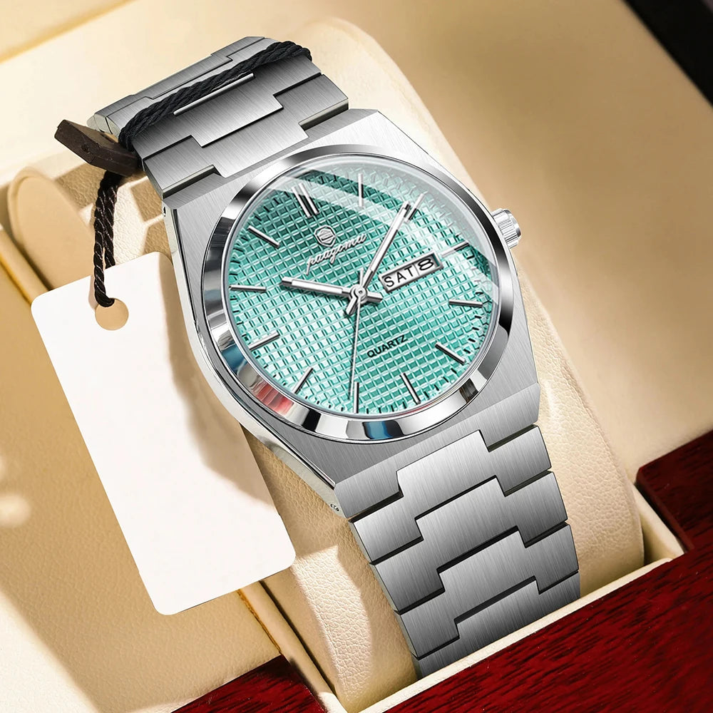 PAAZOMU Men's Luxury Waterproof Quartz Watch | Luminous Date Week Stainless Steel Sport Wristwatch