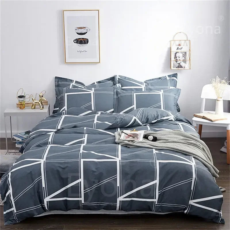 Plaid Print Duvet Cover – Lightweight Polyester-Cotton Bedding Bag, 24 Colors & 3 Sizes