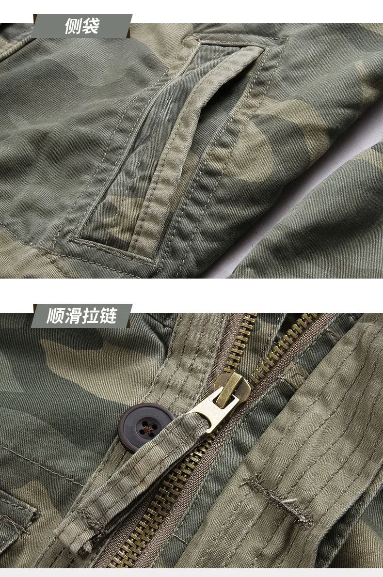 Men's Camouflage Cotton Cargo Jacket – Zip Front