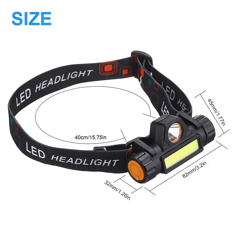 Rechargeable COB LED Magnetic Headlamp — Wide-Beam Work Light with Hands-Free Wear