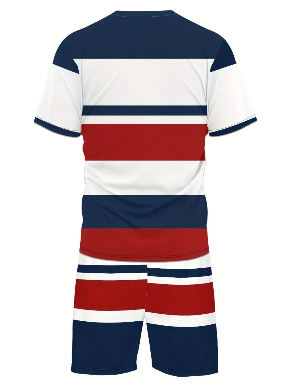 Men's Spliced Print T-Shirt & Shorts Set – Breathable Summer Sports Co-Ord