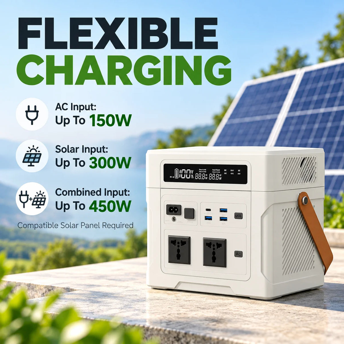 1000W Portable Power Station, 902.4Wh LiFePO4, 220V