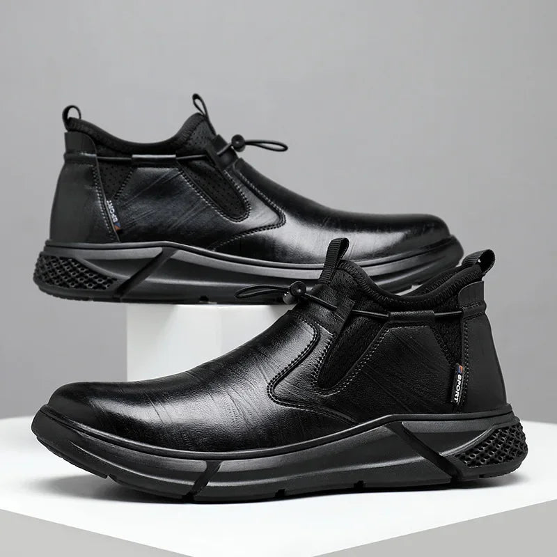 Men's Black Waterproof Metal-Toe Work Shoes