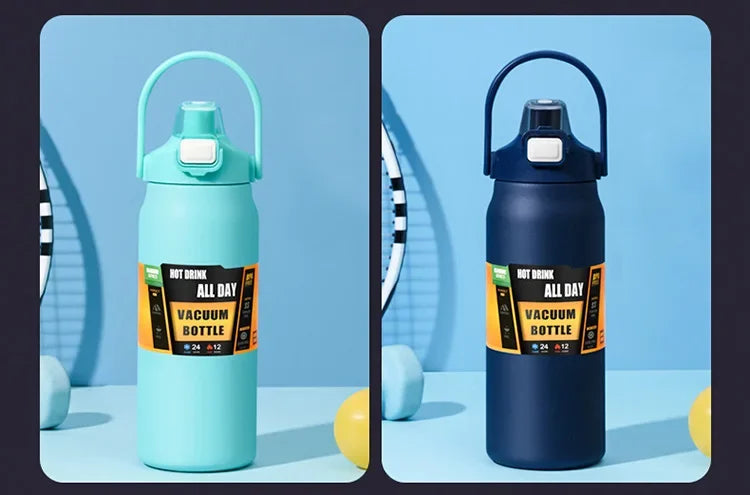 Insulated Stainless Steel Water Bottle with Pop-Up Straw – Double-Wall Vacuum, 24Hr Cold/8Hr Hot, 800ml–1500ml, 9 Colors