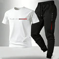 Men's Short Sleeve T-Shirt & Sweatpants Set – Spring Summer Daily Casual Sport Tracksuit