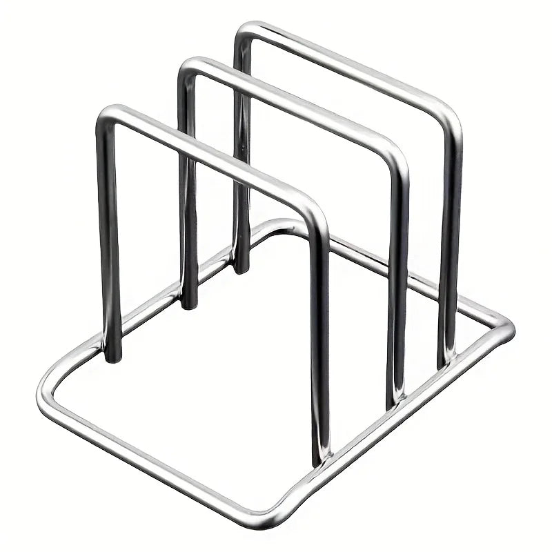 Pot Lid & Cutting Board Organizer Rack — Space-Saving Stainless Steel Countertop Storage