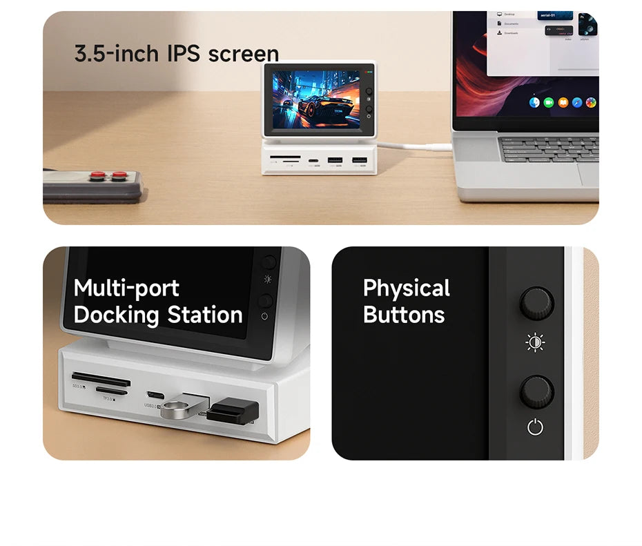 Hagibis 3.5-Inch IPS Mini Display & USB-C Hub