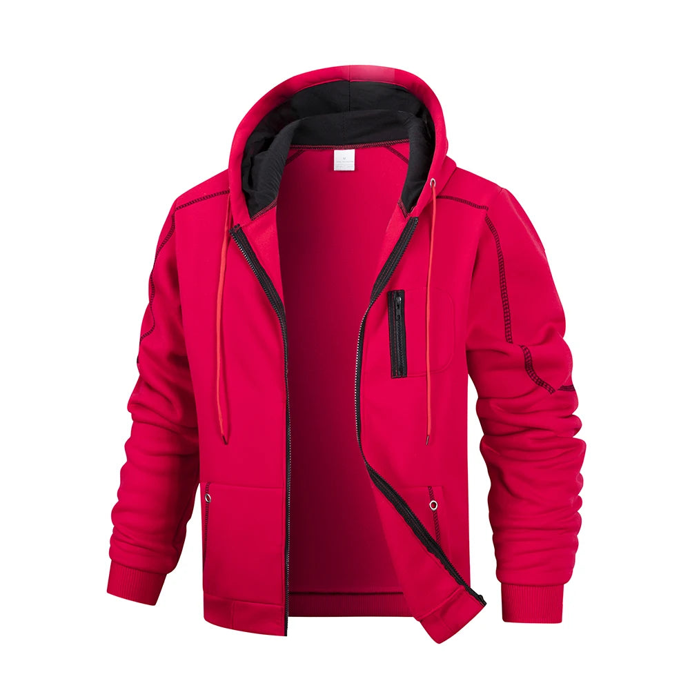 Men's Solid Color Zip Hoodie Jacket — Classic Everyday Zip-Up