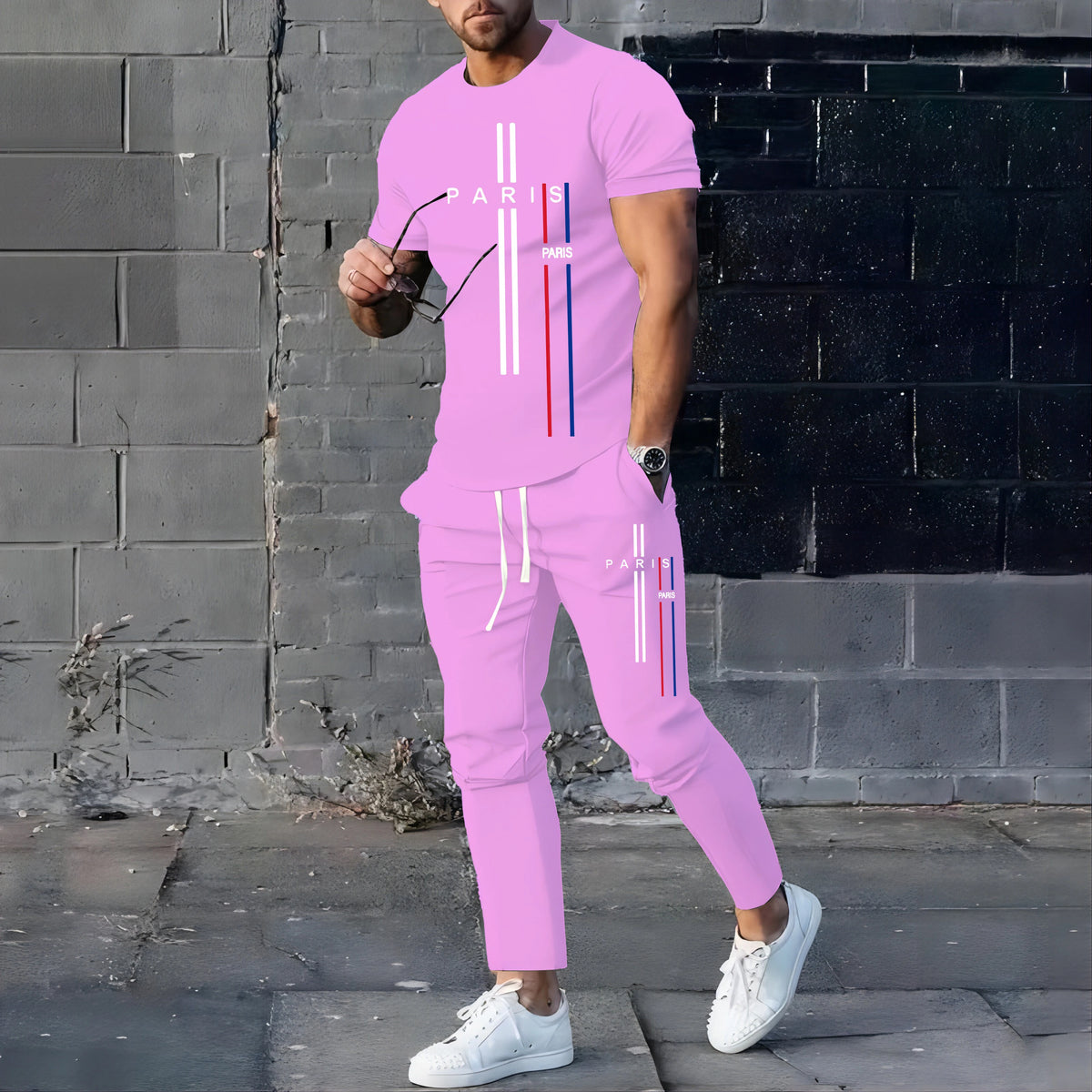Men's Football Sport T-Shirt & Pants Set – Casual Short Sleeve Jogging Fitness Suit
