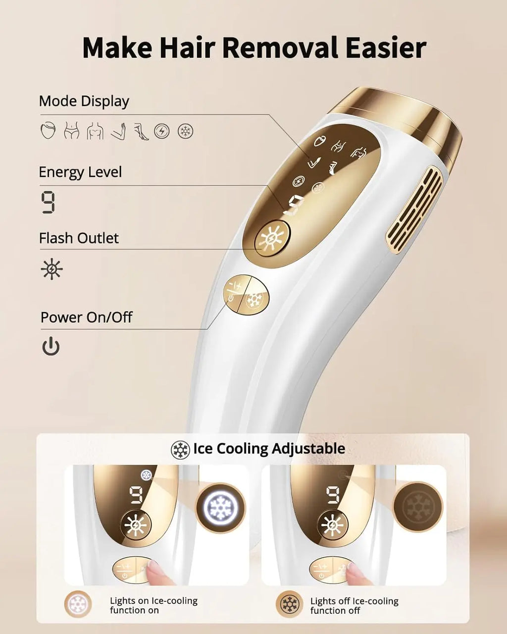 IPL Laser Hair Removal Device with Ice Cooling