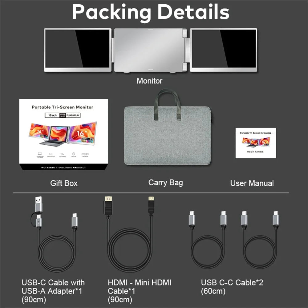 Dual Screen Laptop Extender – Portable IPS Displays