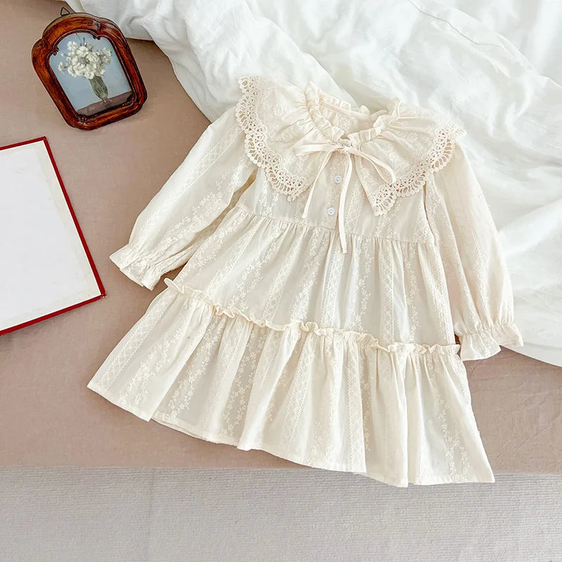 Ruffle Trim Lace Collar Baby Girls Dress — Sweet Princess Party Dress