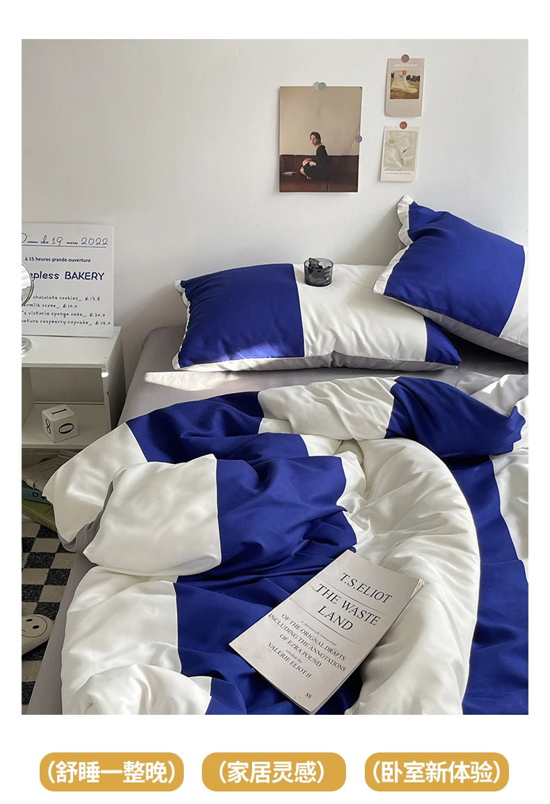 Stripes & Dots Duvet Cover Set – Quilt Cover, Bed Sheet & Pillowcases, Queen Size
