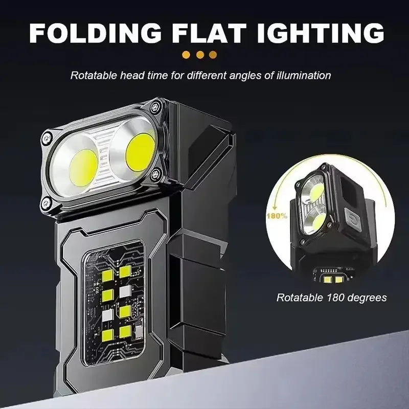 Tactical EDC Work Light – 1200 Lumen, 8-Speed COB+LED, Type-C, Tail Magnet, Pen Clip, MOLLE Compatible