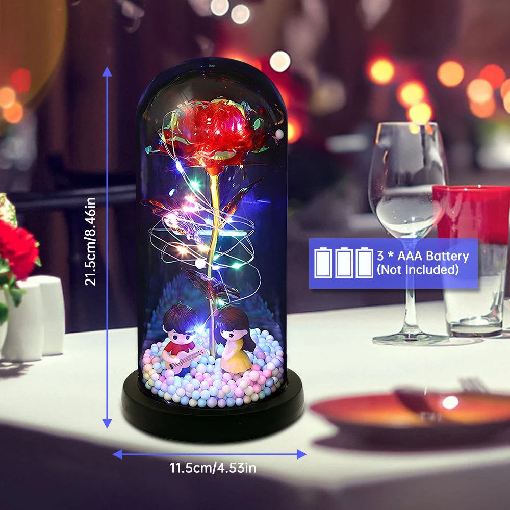 Light-Up Forever Rose in Acrylic Dome — Mom Gift