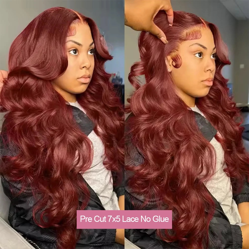 Reddish Brown Body Wave Glueless Wig | 250% Density 7x5 13x4 13x6 HD Lace Pre-Cut Wear & Go Human Hair