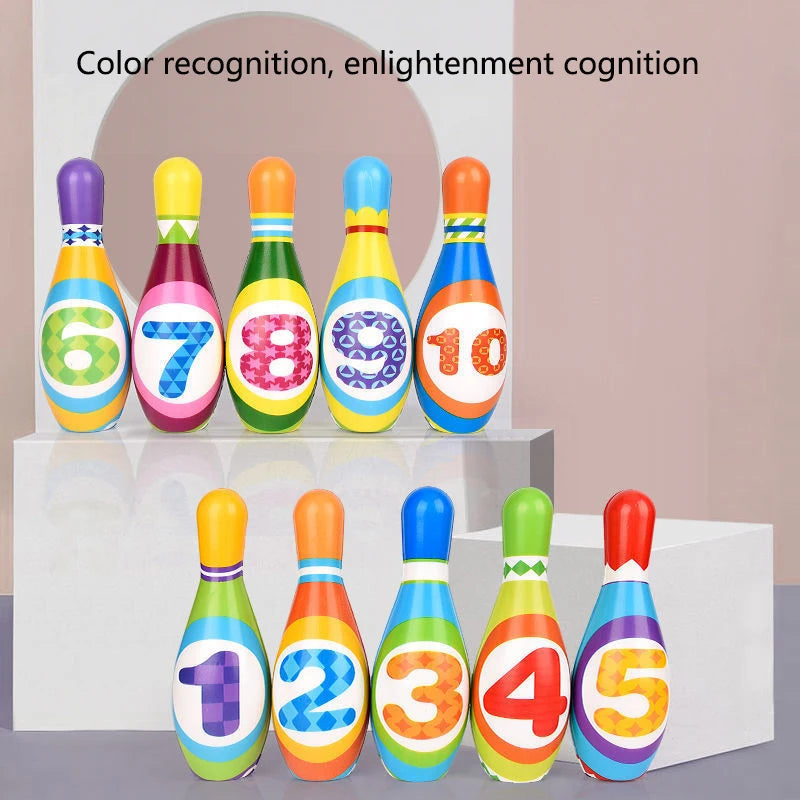 Kids Bowling Set – 10 Soft PU Pins & 2 Balls, Indoor & Outdoor Toddler Bowling Game, Ages 3–10