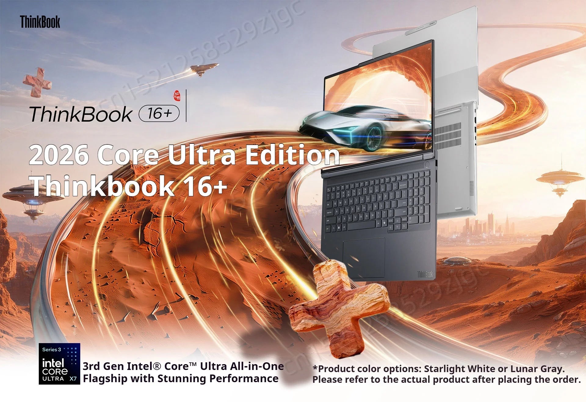 Lenovo ThinkBook 16+ 2026 Laptop – Intel Core Ultra X7 358H, 32GB LPCAMM2, 1TB SSD, 16" 3.2K 165Hz IPS, Intel Arc B390, Win 11 Pro